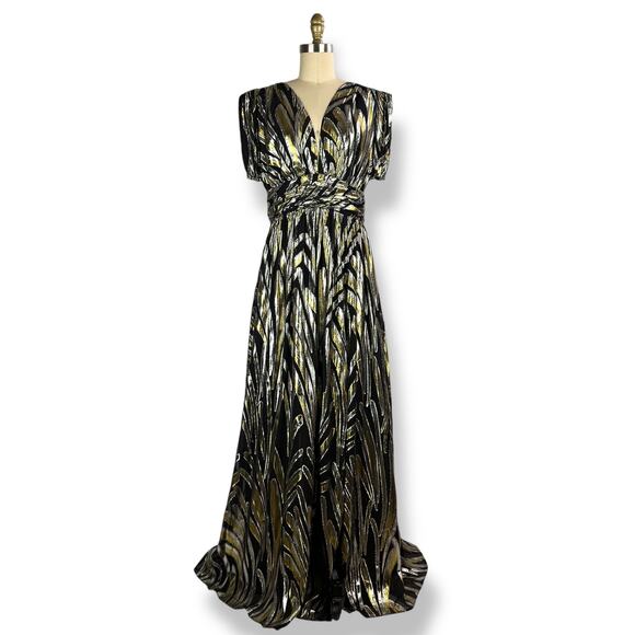 New w/Tags RAMY BROOK NEW YORK silk metallic JessieAnn Goddess gown dress - Picture 12 of 17